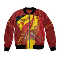 Custom Spain Football Bomber Jacket Traditional Spanish Carnation Floral Patriotic Motif