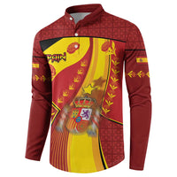 Custom Spain Football Button Sweatshirt Traditional Spanish Carnation Floral Patriotic Motif