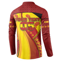 Custom Spain Football Button Sweatshirt Traditional Spanish Carnation Floral Patriotic Motif