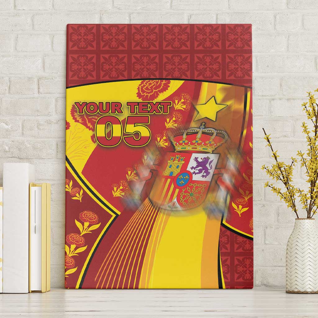 Custom Spain Football Canvas Wall Art Traditional Spanish Carnation Floral Patriotic Motif