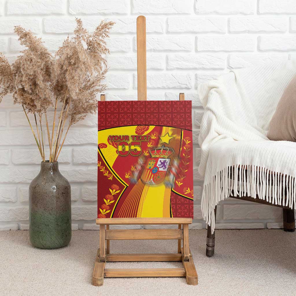 Custom Spain Football Canvas Wall Art Traditional Spanish Carnation Floral Patriotic Motif