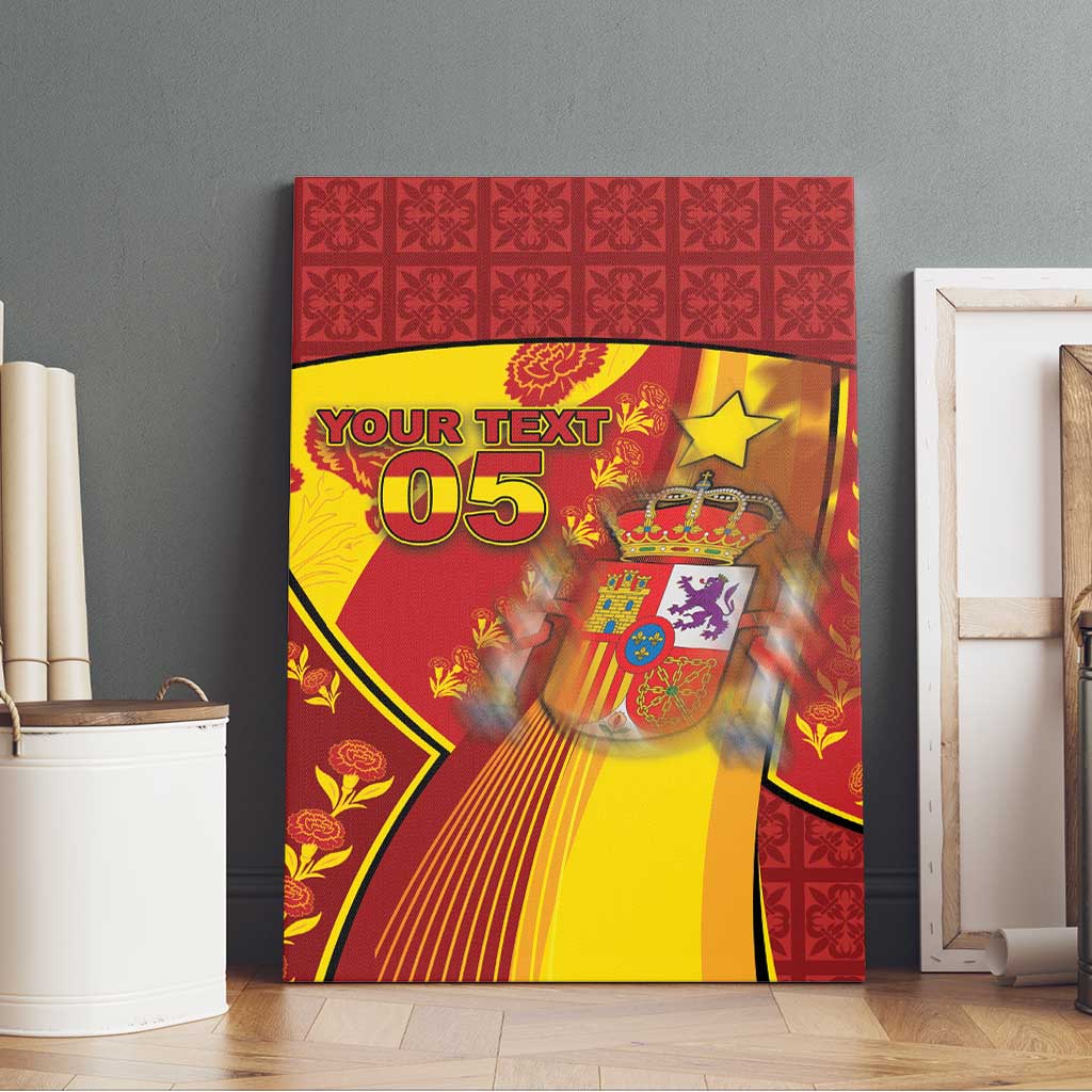 Custom Spain Football Canvas Wall Art Traditional Spanish Carnation Floral Patriotic Motif