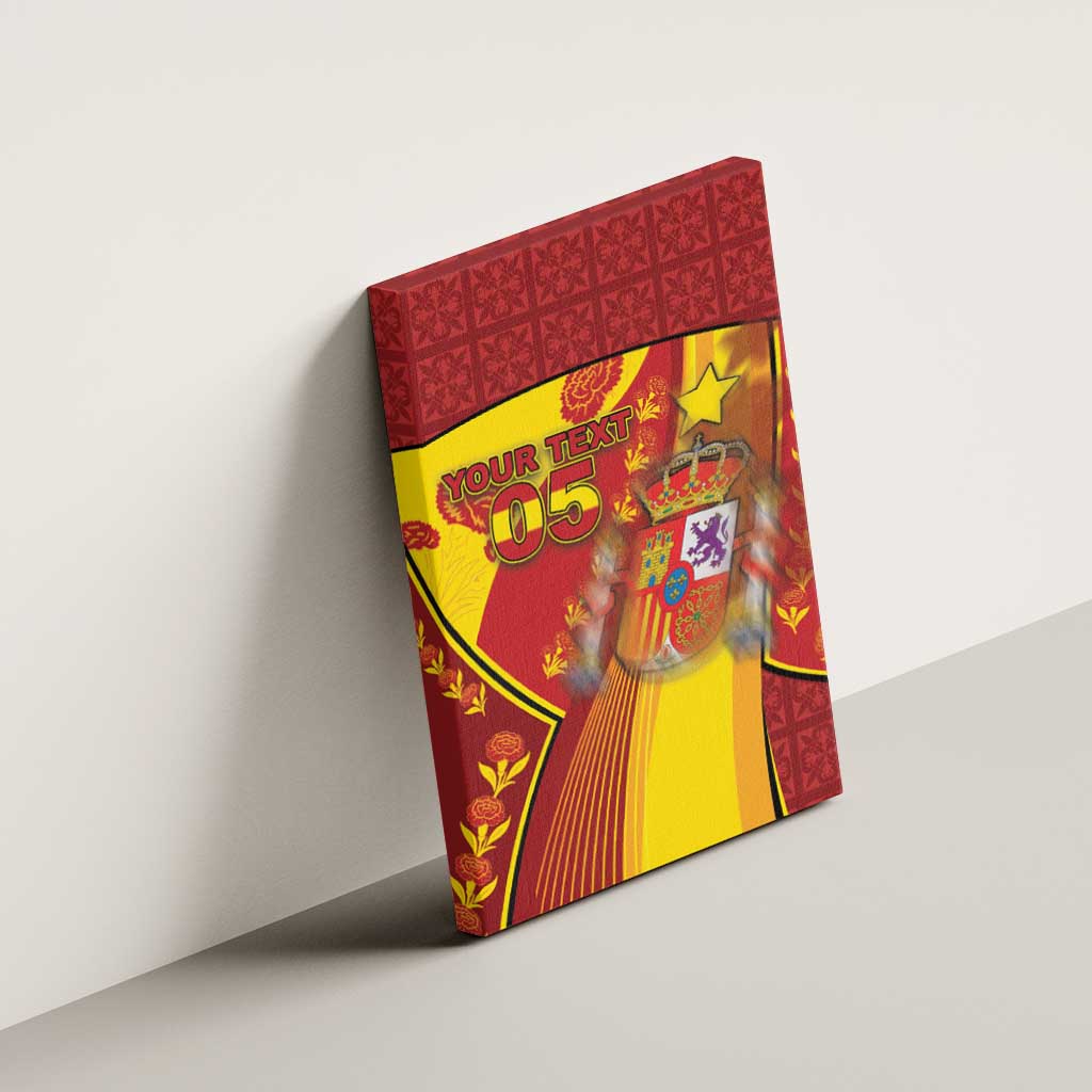 Custom Spain Football Canvas Wall Art Traditional Spanish Carnation Floral Patriotic Motif