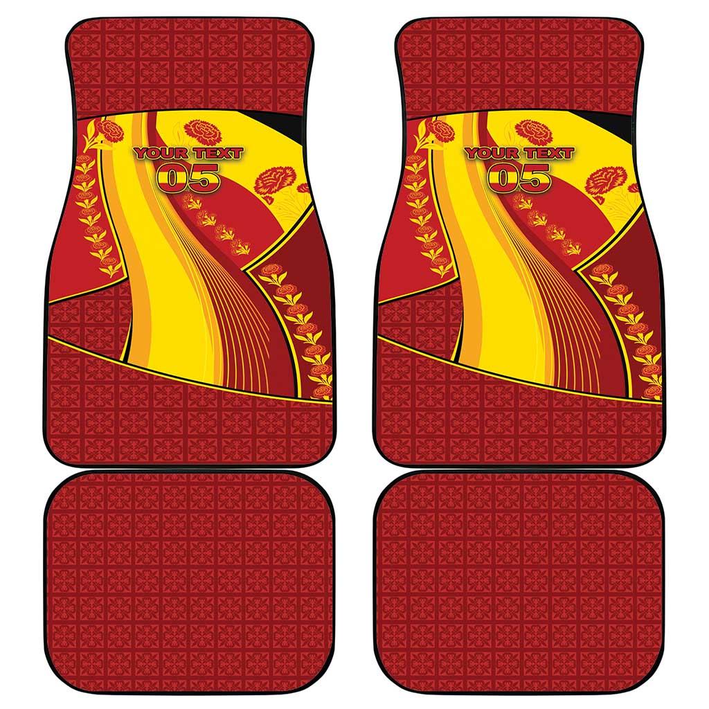 Custom Spain Football Car Mats Traditional Spanish Carnation Floral Patriotic Motif
