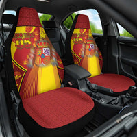 Custom Spain Football Car Seat Cover Traditional Spanish Carnation Floral Patriotic Motif
