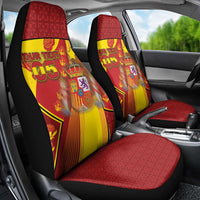 Custom Spain Football Car Seat Cover Traditional Spanish Carnation Floral Patriotic Motif