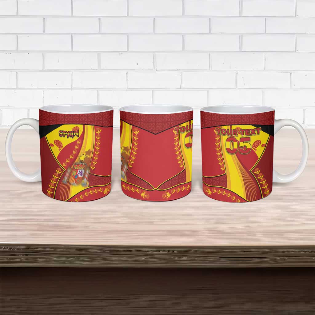 Custom Spain Football Ceramic Mug Traditional Spanish Carnation Floral Patriotic Motif