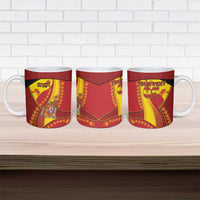 Custom Spain Football Ceramic Mug Traditional Spanish Carnation Floral Patriotic Motif