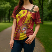 Custom Spain Football Cross Shoulder Shirt Traditional Spanish Carnation Floral Patriotic Motif