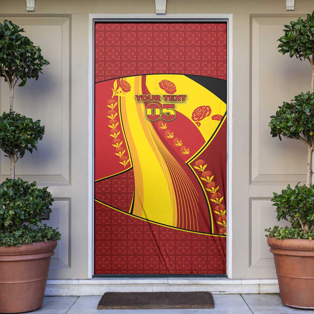 Custom Spain Football Door Cover Traditional Spanish Carnation Floral Patriotic Motif