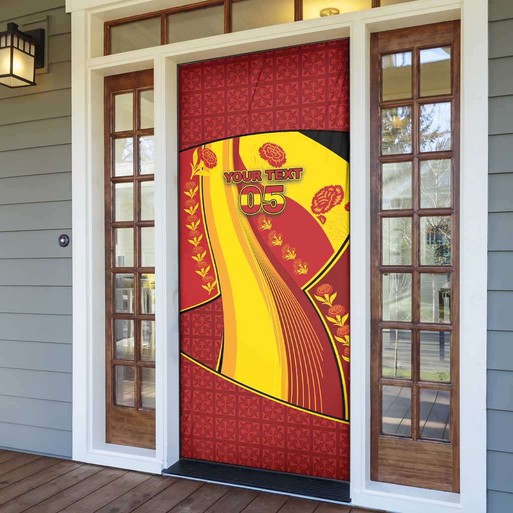 Custom Spain Football Door Cover Traditional Spanish Carnation Floral Patriotic Motif