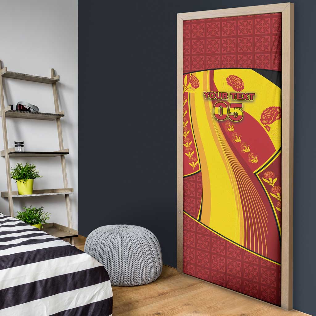 Custom Spain Football Door Cover Traditional Spanish Carnation Floral Patriotic Motif