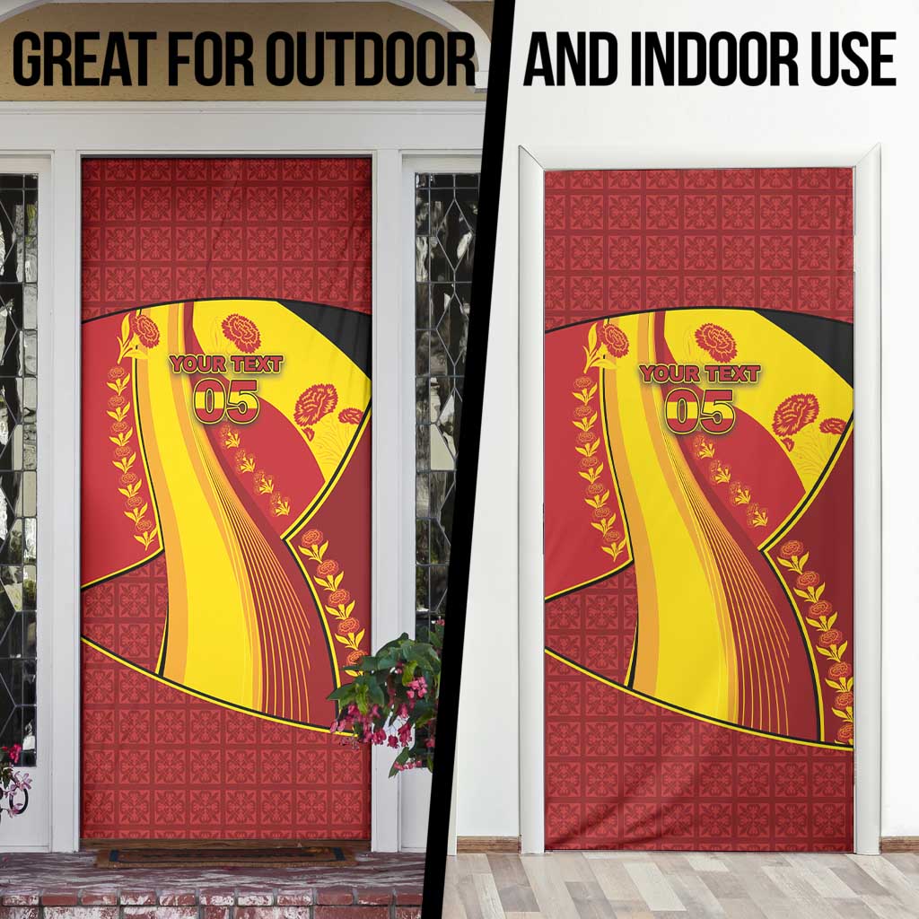 Custom Spain Football Door Cover Traditional Spanish Carnation Floral Patriotic Motif