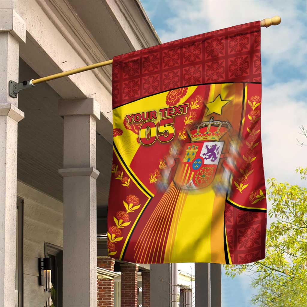 Custom Spain Football Garden Flag Traditional Spanish Carnation Floral Patriotic Motif
