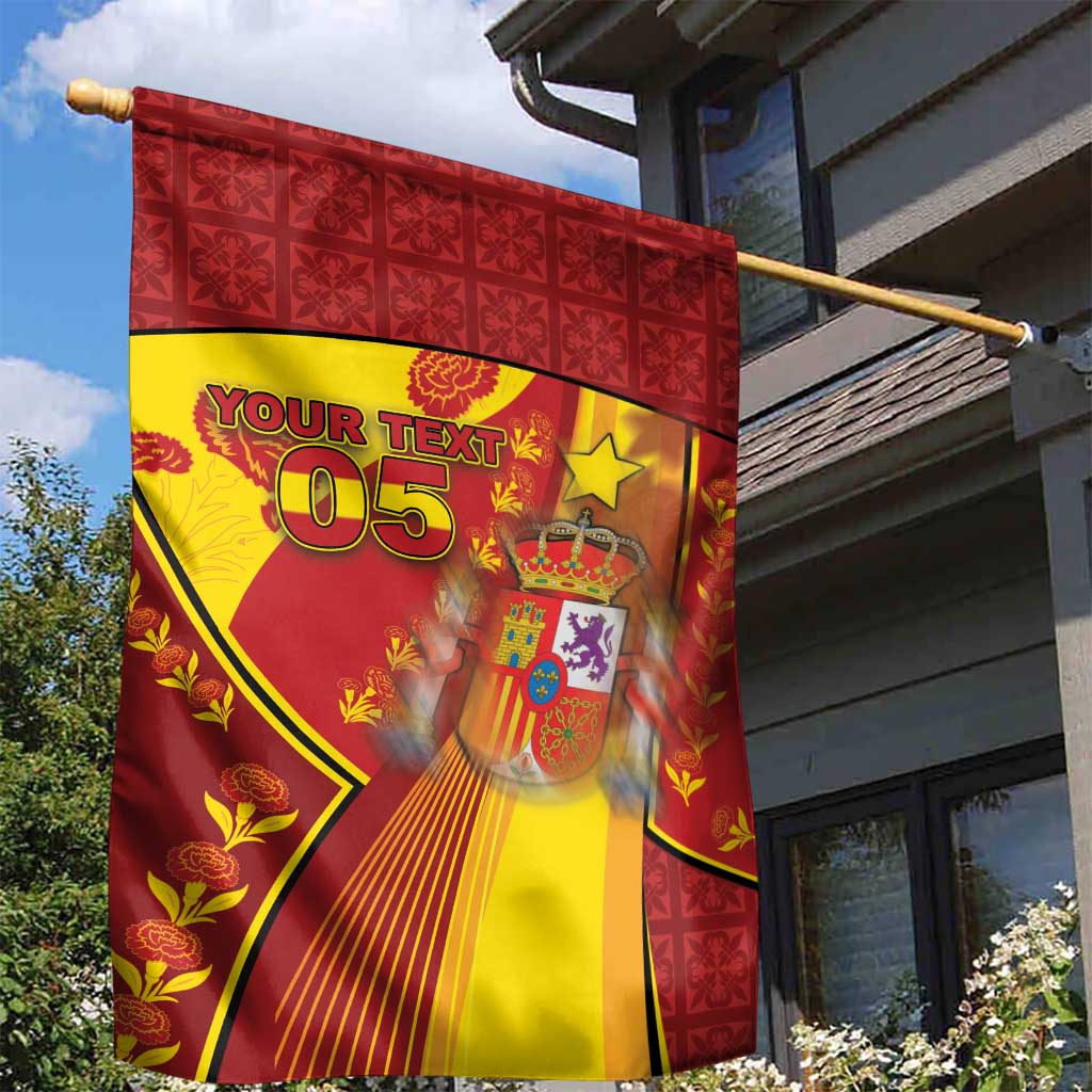 Custom Spain Football Garden Flag Traditional Spanish Carnation Floral Patriotic Motif