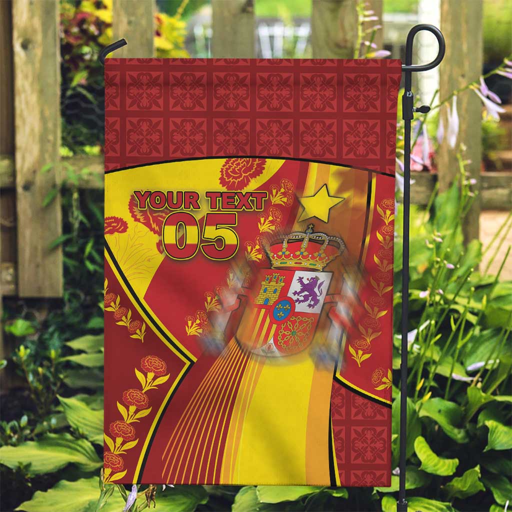 Custom Spain Football Garden Flag Traditional Spanish Carnation Floral Patriotic Motif