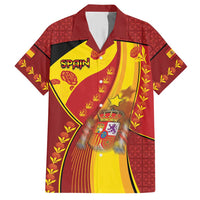 Custom Spain Football Hawaiian Shirt Traditional Spanish Carnation Floral Patriotic Motif
