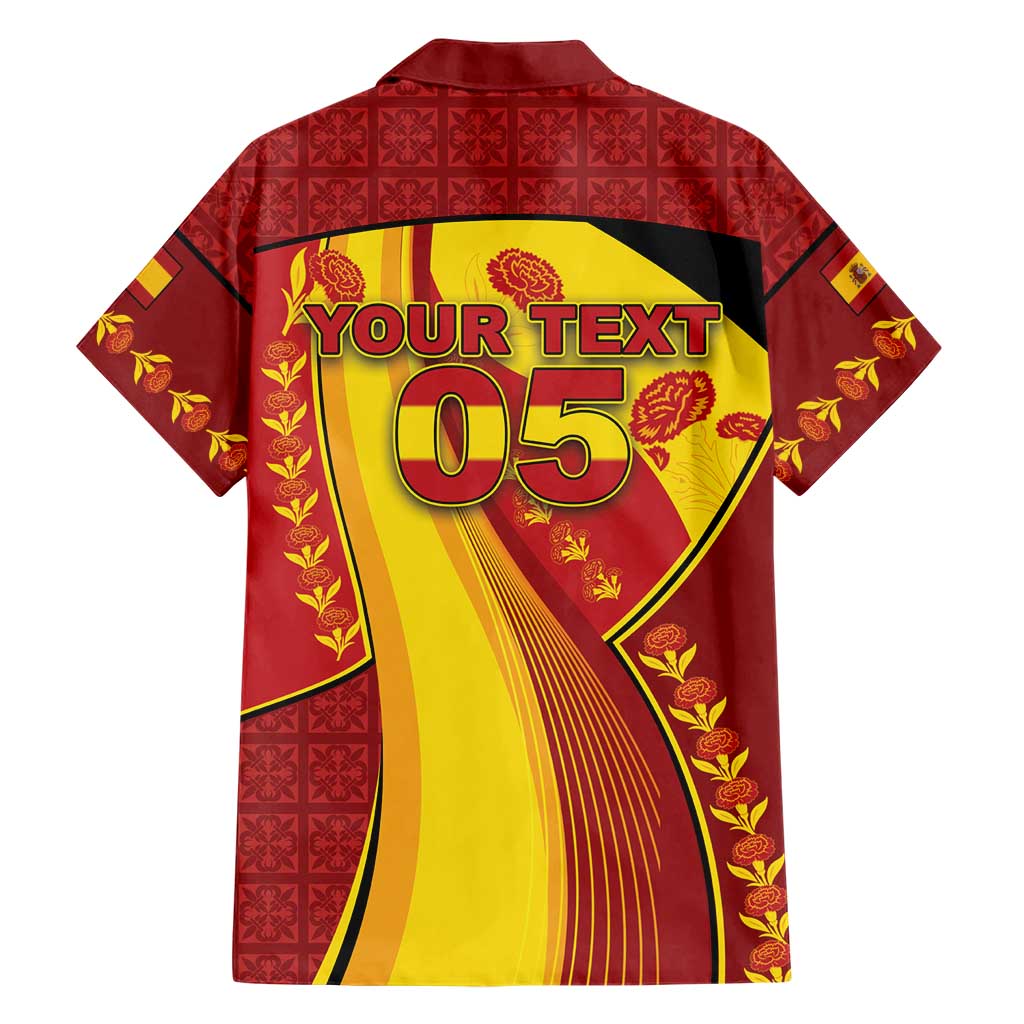 Custom Spain Football Hawaiian Shirt Traditional Spanish Carnation Floral Patriotic Motif