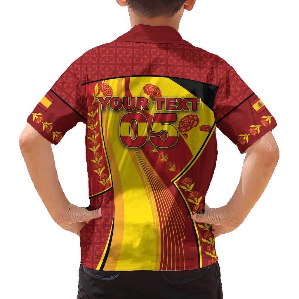 Custom Spain Football Hawaiian Shirt Traditional Spanish Carnation Floral Patriotic Motif