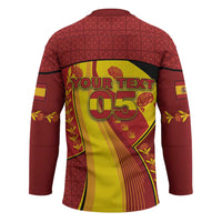 Custom Spain Football Hockey Jersey Traditional Spanish Carnation Floral Patriotic Motif