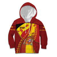 Custom Spain Football Kid Hoodie Traditional Spanish Carnation Floral Patriotic Motif