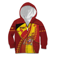Custom Spain Football Kid Hoodie Traditional Spanish Carnation Floral Patriotic Motif