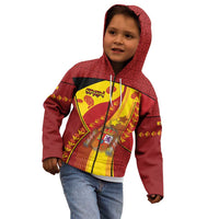 Custom Spain Football Kid Hoodie Traditional Spanish Carnation Floral Patriotic Motif