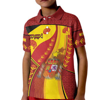Custom Spain Football Kid Polo Shirt Traditional Spanish Carnation Floral Patriotic Motif