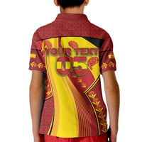 Custom Spain Football Kid Polo Shirt Traditional Spanish Carnation Floral Patriotic Motif