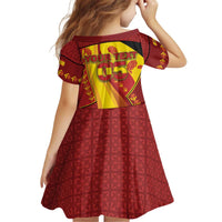 Custom Spain Football Kid Short Sleeve Dress Traditional Spanish Carnation Floral Patriotic Motif