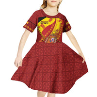 Custom Spain Football Kid Short Sleeve Dress Traditional Spanish Carnation Floral Patriotic Motif