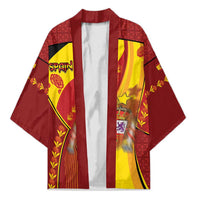 Custom Spain Football Kimono Traditional Spanish Carnation Floral Patriotic Motif