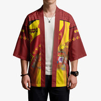 Custom Spain Football Kimono Traditional Spanish Carnation Floral Patriotic Motif