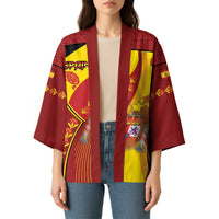 Custom Spain Football Kimono Traditional Spanish Carnation Floral Patriotic Motif