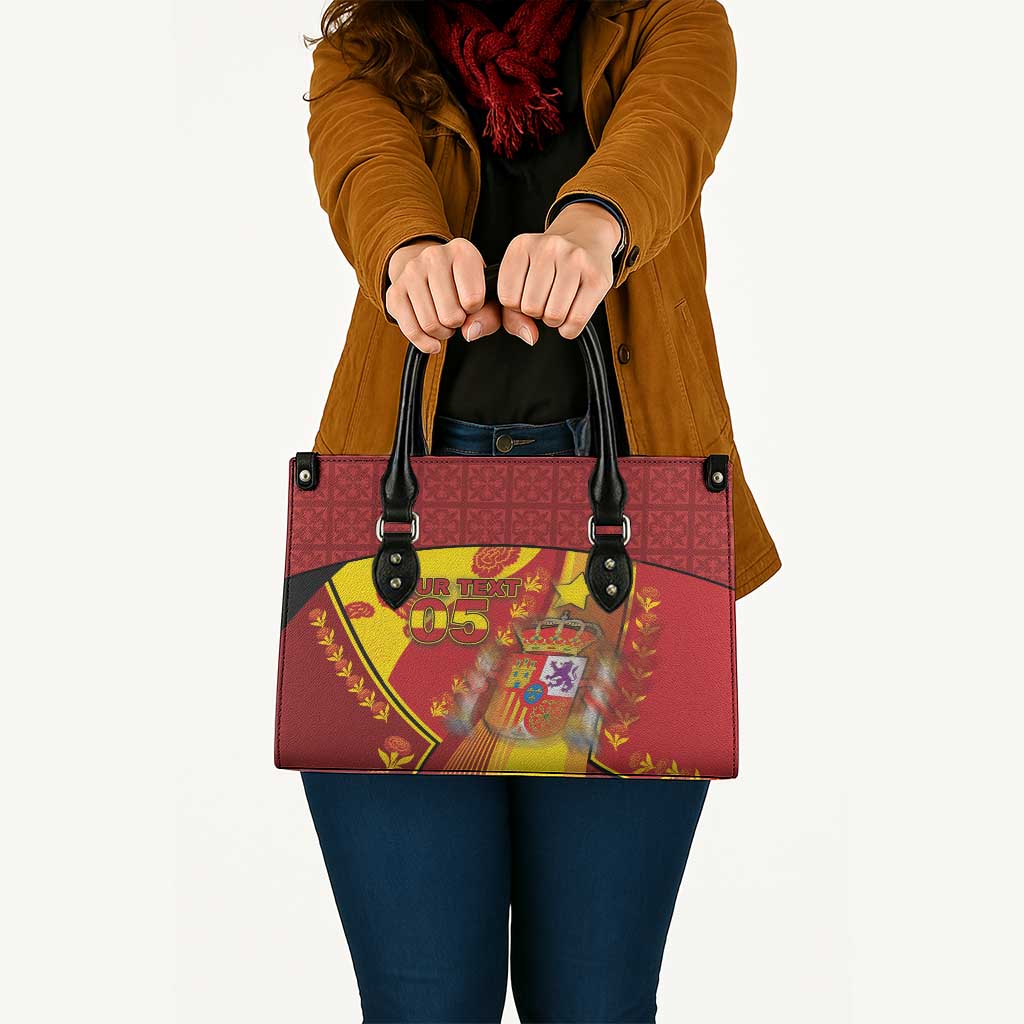 Custom Spain Football Leather Bag Traditional Spanish Carnation Floral Patriotic Motif