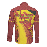 Custom Spain Football Long Sleeve Button Shirt Traditional Spanish Carnation Floral Patriotic Motif DT05