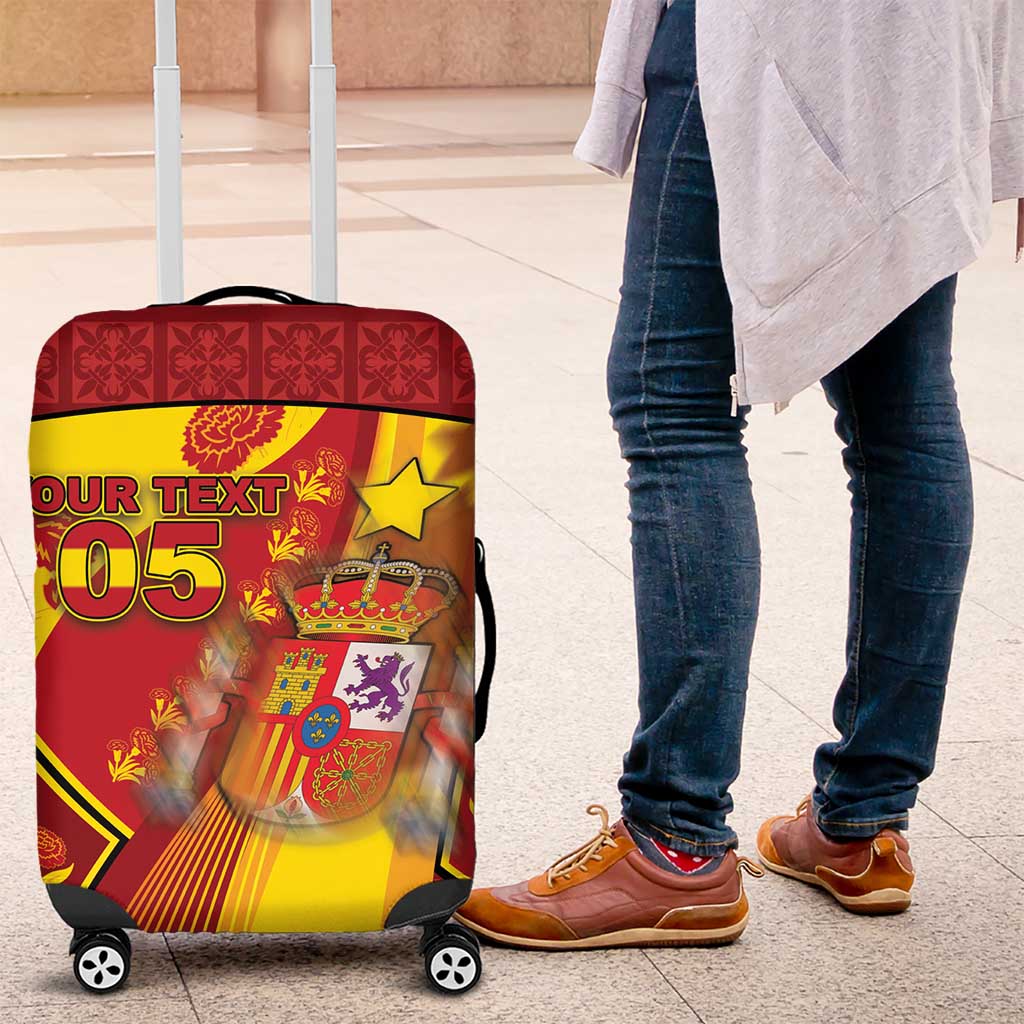Custom Spain Football Luggage Cover Traditional Spanish Carnation Floral Patriotic Motif