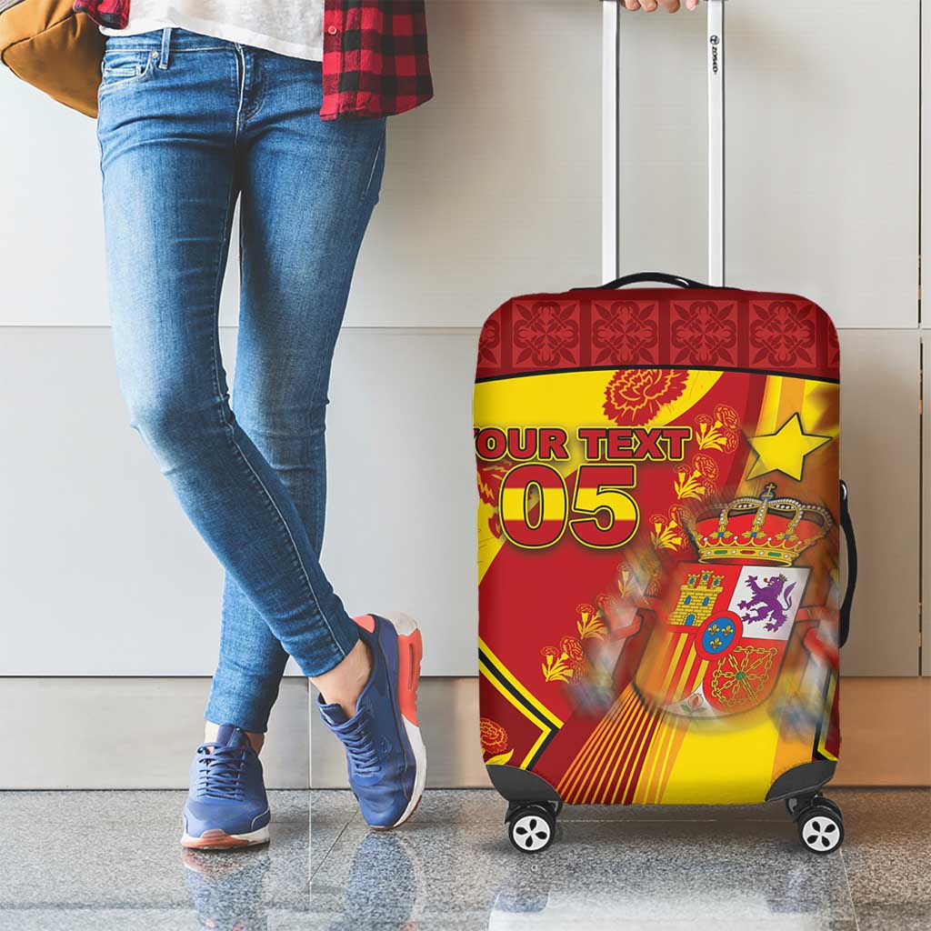 Custom Spain Football Luggage Cover Traditional Spanish Carnation Floral Patriotic Motif