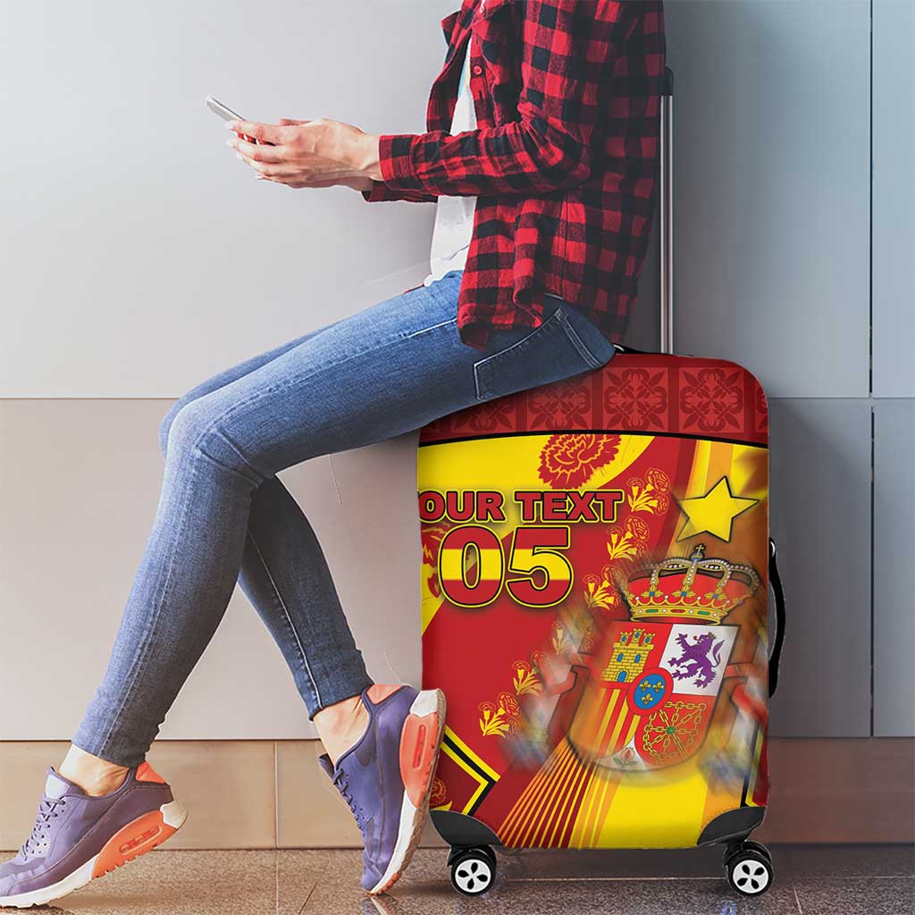 Custom Spain Football Luggage Cover Traditional Spanish Carnation Floral Patriotic Motif