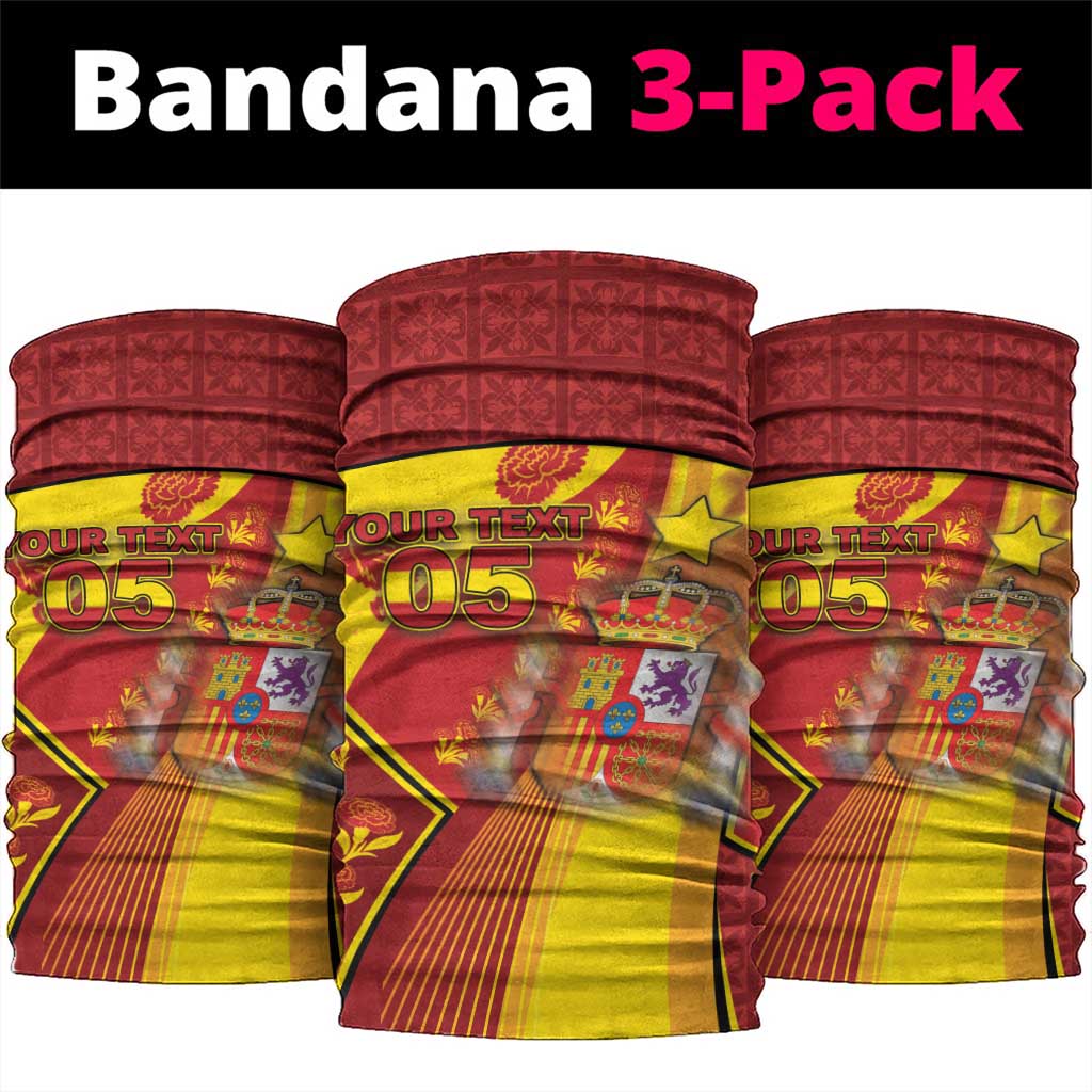 Custom Spain Football Neck Gaiter Traditional Spanish Carnation Floral Patriotic Motif