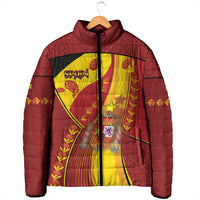 Custom Spain Football Padded Jacket Traditional Spanish Carnation Floral Patriotic Motif