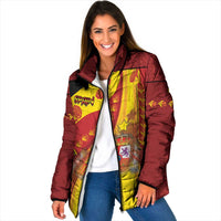 Custom Spain Football Padded Jacket Traditional Spanish Carnation Floral Patriotic Motif