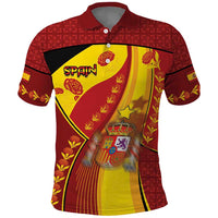 Custom Spain Football Polo Shirt Traditional Spanish Carnation Floral Patriotic Motif