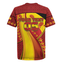 Custom Spain Football Rugby Jersey Traditional Spanish Carnation Floral Patriotic Motif