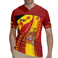 Custom Spain Football Rugby Jersey Traditional Spanish Carnation Floral Patriotic Motif