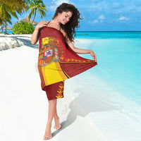 Custom Spain Football Sarong Traditional Spanish Carnation Floral Patriotic Motif