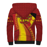 Custom Spain Football Sherpa Hoodie Traditional Spanish Carnation Floral Patriotic Motif