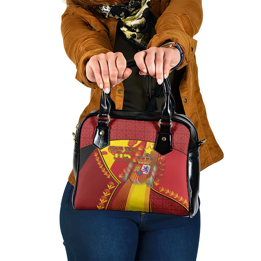 Custom Spain Football Shoulder Handbag Traditional Spanish Carnation Floral Patriotic Motif