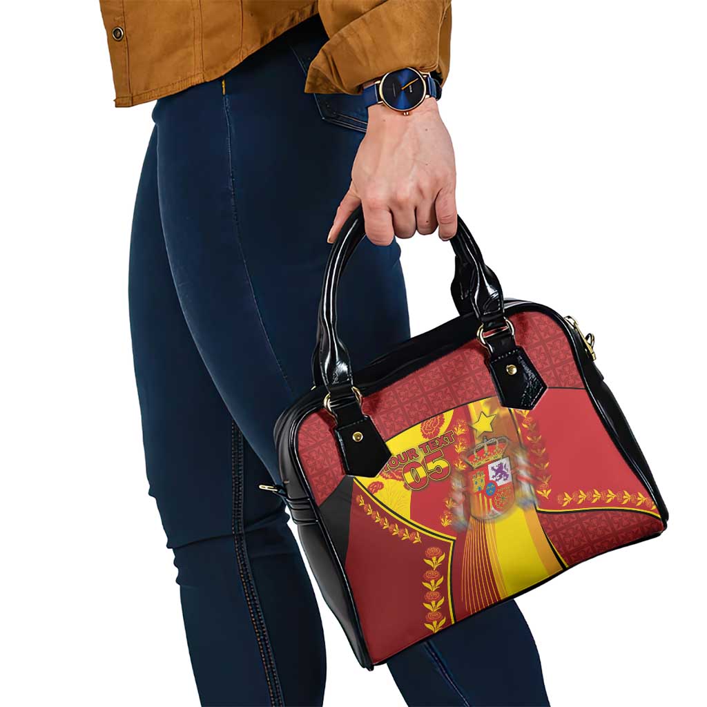 Custom Spain Football Shoulder Handbag Traditional Spanish Carnation Floral Patriotic Motif