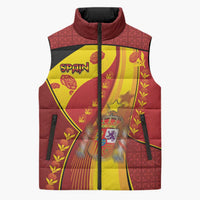 Custom Spain Football Sleeveless Puffer Jacket Traditional Spanish Carnation Floral Patriotic Motif